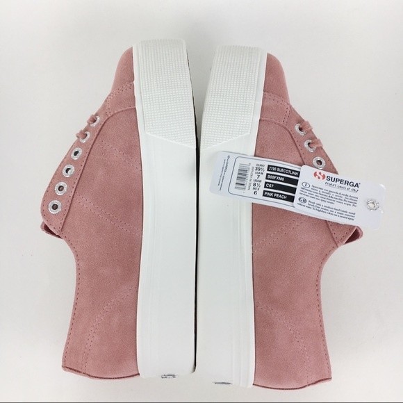 Superga 2790 Womens Size 10 Pink Peach Suede Leather Platform Sneakers‎ Shoes - Picture 6 of 14